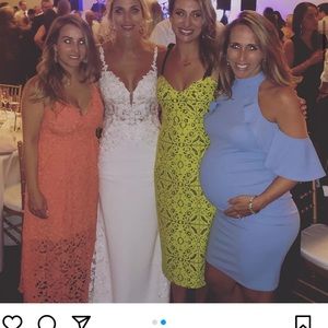 Pink blush maternity baby blue dress